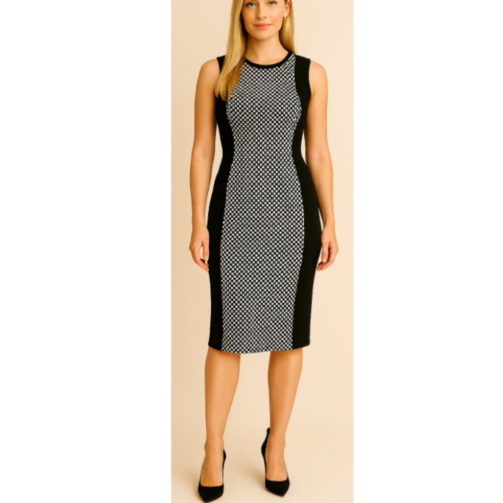 🤍🖤🏁 Black and white checkered silhouette mini dress, size M 🏁🖤🤍